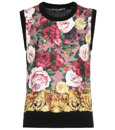 Shop Dolce & Gabbana Floral Cashmere And Silk Top In Multicoloured