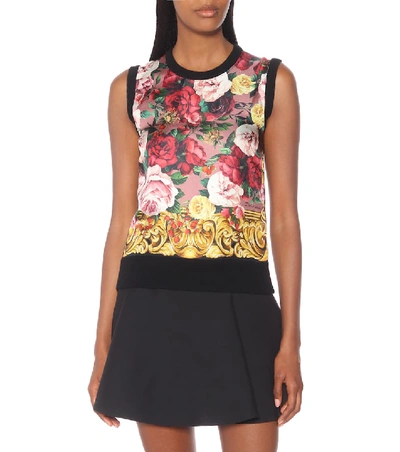 Shop Dolce & Gabbana Floral Cashmere And Silk Top In Multicoloured