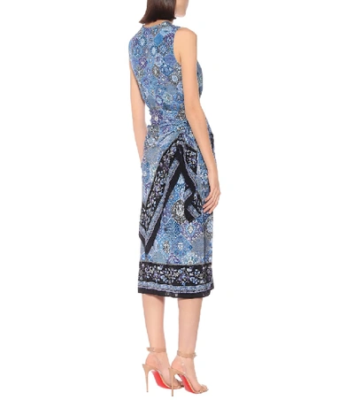 Shop Altuzarra Sade Printed Silk Midi Dress In Blue