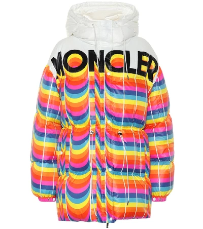 Shop Moncler Genius 0 Moncler Richard Quinn Mia Striped Puffer Jacket In Multicoloured