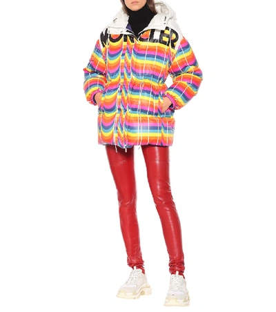 Shop Moncler Genius 0 Moncler Richard Quinn Mia Striped Puffer Jacket In Multicoloured