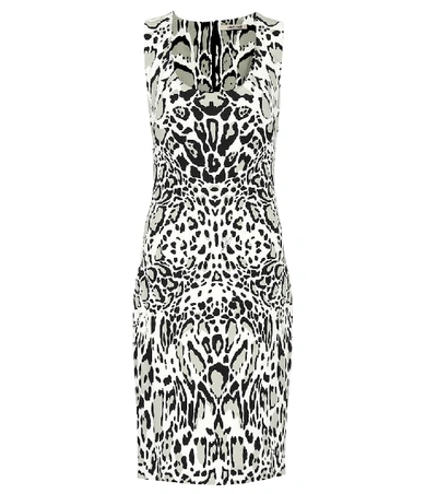 Shop Roberto Cavalli Printed Stretch Crêpe Dress In White