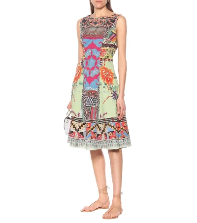 Shop Etro Printed Stretch-cotton Dress In Multicoloured