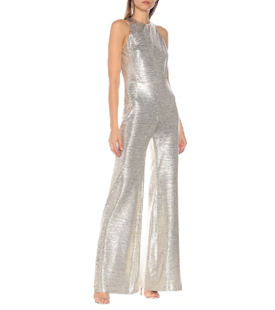 Shop Galvan Metallic Jumpsuit In Silver