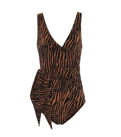 Shop Lisa Marie Fernandez Dree Louise Zebra-print Swimsuit In Multicoloured