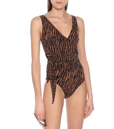 Shop Lisa Marie Fernandez Dree Louise Zebra-print Swimsuit In Multicoloured