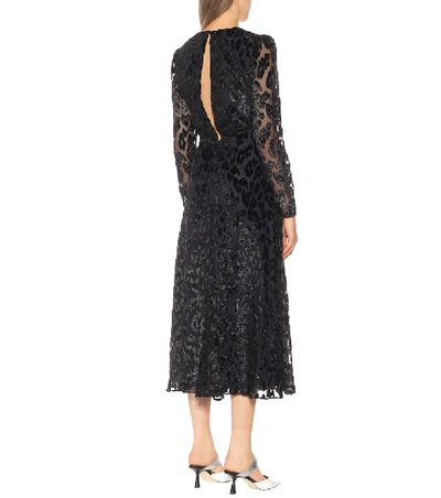 Shop Self-portrait Metallic Leopard-dévoré Midi Dress In Black
