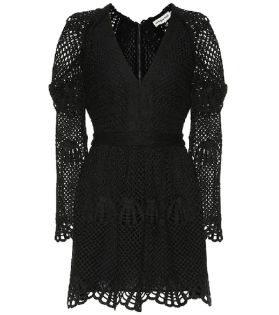 Shop Self-portrait Crochet Minidress In Black