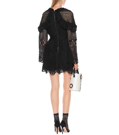 Shop Self-portrait Crochet Minidress In Black