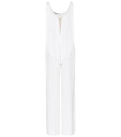 Shop Stella Mccartney Danika Fringe Cady Jumpsuit In White