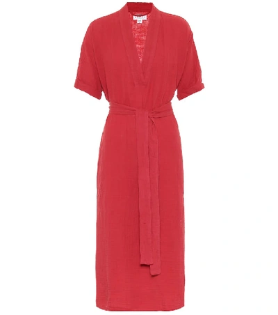Shop Velvet Kerry Cotton Midi Dress In Red