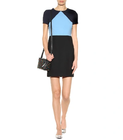 Shop Diane Von Furstenberg Wool-crêpe Minidress In Blue