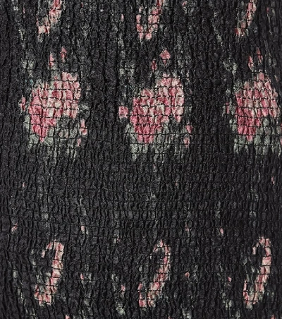 Shop Loveshackfancy Violet Smocked Silk Minidress In Black