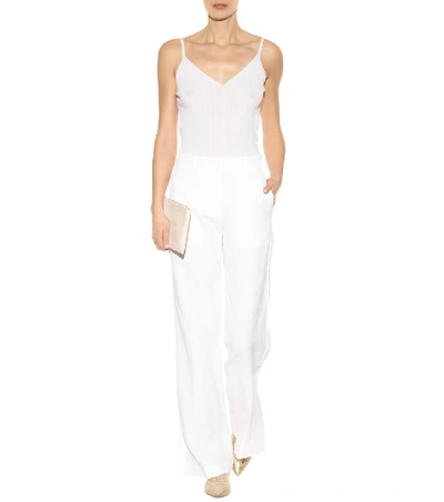 Shop Calvin Klein Collection Leff Cotton Trousers In White