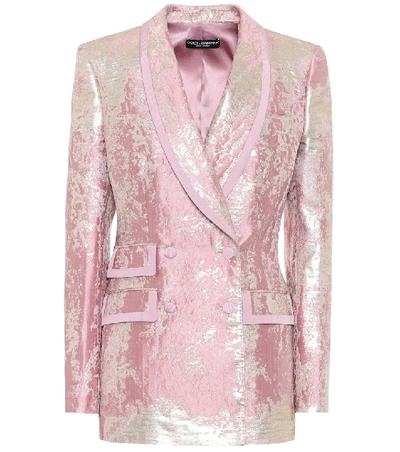 Shop Dolce & Gabbana Lamé Jacquard Blazer In Pink