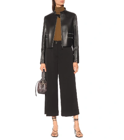 Shop Fendi Leather Jacket In Black