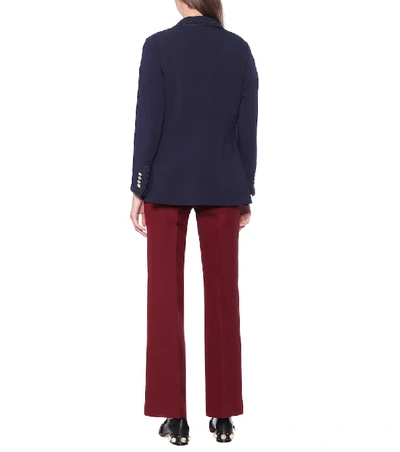 Shop Gucci Ribbon-trimmed Cady Blazer In Blue