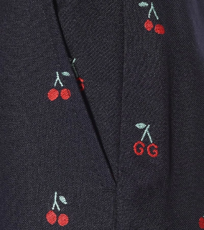 Shop Gucci Fil Coupé Cotton And Wool Pants In Blue