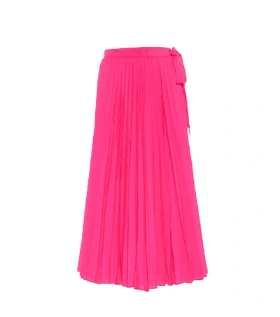 Shop Valentino Pleated Jersey Midi Skirt In Pink