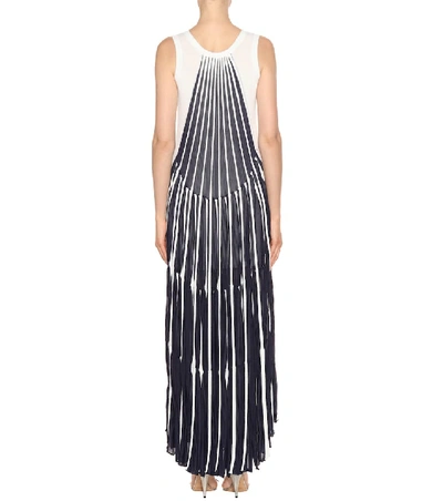 Shop Chloé Cotton-blend Striped Dress In Blue