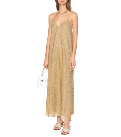 Shop Oseree Lumière Metallic Maxi Dress In Gold