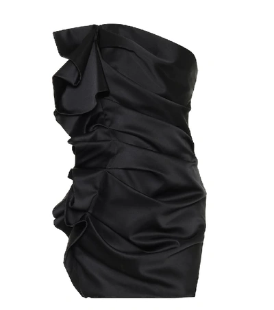 Shop Alexandre Vauthier Strapless Satin Minidress In Black