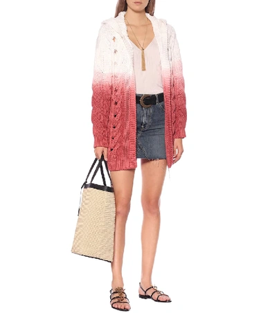 Shop Saint Laurent Gradient Cotton Cardigan In Pink