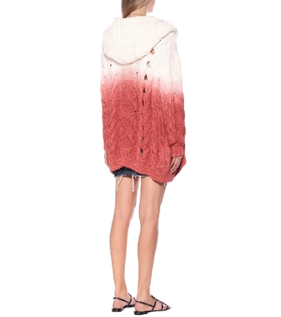 Shop Saint Laurent Gradient Cotton Cardigan In Pink