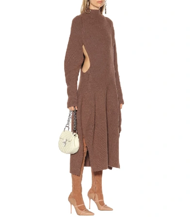 Shop Chloé Wool And Alpaca-blend Dress In Brown