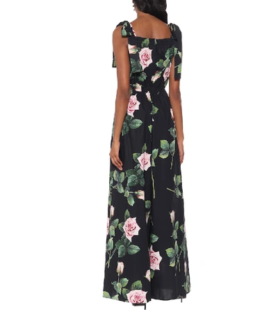 Shop Dolce & Gabbana Floral Cotton Jumpsuit In Black