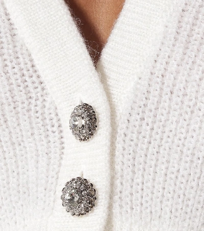 Shop Alessandra Rich Mohair-blend Cropped Cardigan In White
