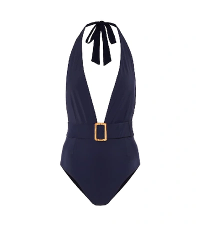 Shop Alexandra Miro Eva Halter Swimsuit In Blue