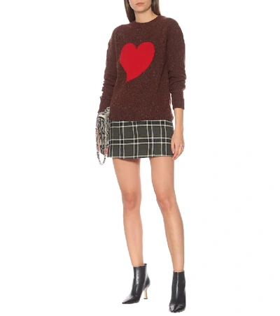 Shop Alexa Chung Intarsia Wool-blend Sweater In Brown