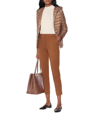 Shop Max Mara Pegno Stretch-jersey Slim Pants In Brown