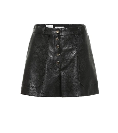 Shop Stella Mccartney Faux Leather High-rise Shorts In Black