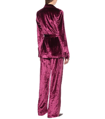 Shop Sies Marjan Terry Belted Velvet Blazer In Purple