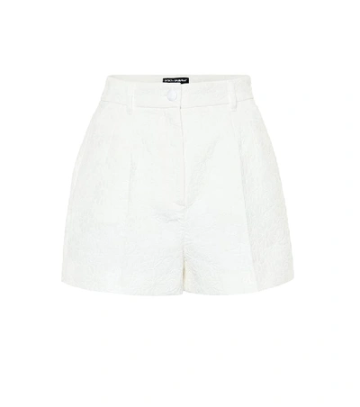 Shop Dolce & Gabbana Cotton-blend Jacquard Shorts In White
