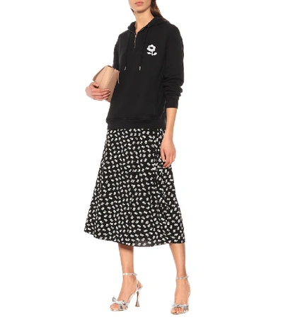 Shop Alexa Chung Printed Crêpe Midi Skirt In Black