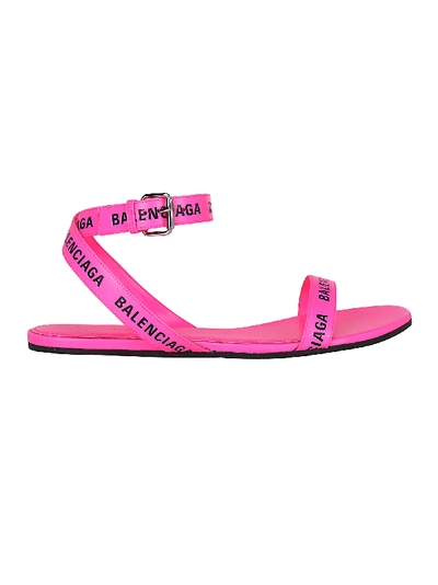 Shop Balenciaga Sandals In Neon Pink/black