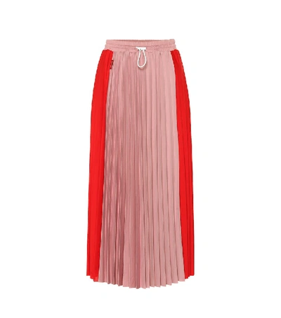 Shop Moncler Pleated Jersey Midi Skirt In Multicoloured
