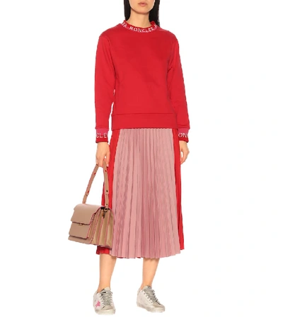 Shop Moncler Pleated Jersey Midi Skirt In Multicoloured