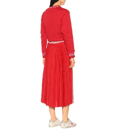 Shop Moncler Pleated Jersey Midi Skirt In Multicoloured