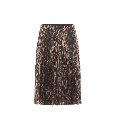 Shop Burberry Rersby Leopard-print Midi Skirt In Brown