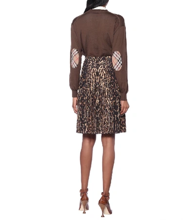 Shop Burberry Rersby Leopard-print Midi Skirt In Brown