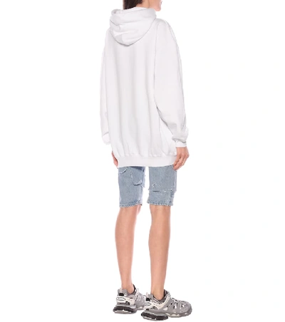 Shop Balenciaga Logo Cotton Hoodie In White