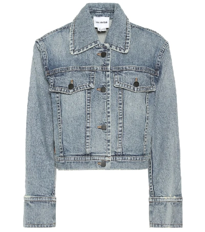 Shop Colovos Cropped Denim Jacket In Blue