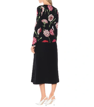 Shop Dolce & Gabbana Floral Stretch Silk Top In Black