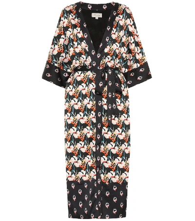 Shop Temperley London Dragonfly Printed Satin Kimono In Multicoloured