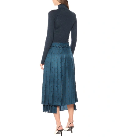 Shop Fendi Karligraphy Silk Twill Midi Skirt In Blue