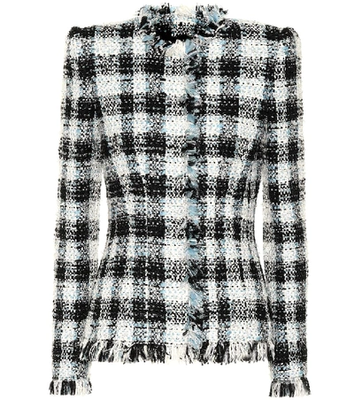 Shop Alexander Mcqueen Checked Tweed Jacket In Black